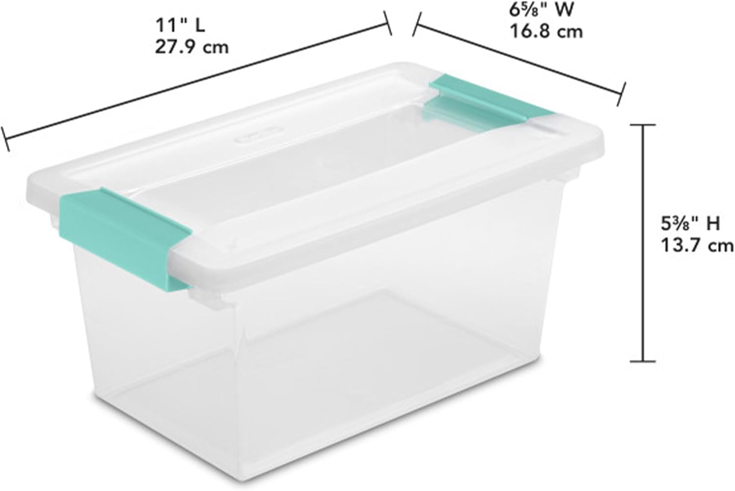 Sterilite Medium Clip Box - Stackable Storage Bin with Latching Lid for Organizing Crafts & Office Supplies - Clear