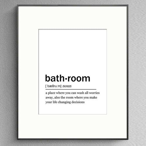 Bathroom Definition Wall Art Print | Funny Typography Home Decor - 8x10 Unframed