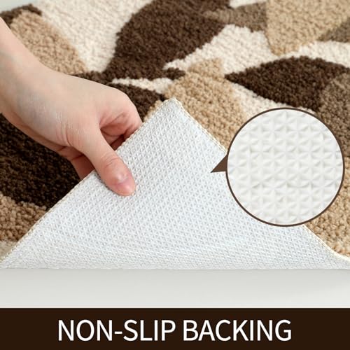 2-Piece Brown Bathroom Rug Set, Non-Slip Plush Microfiber Bath Mats