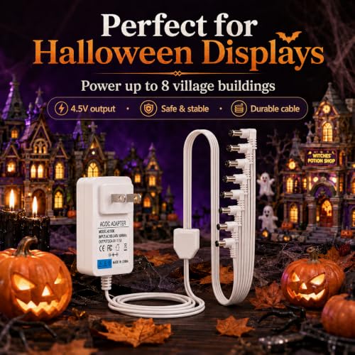 4.5V Power Adapter for Lemax Christmas Halloween Village Lights - Multi-Output Replacement
