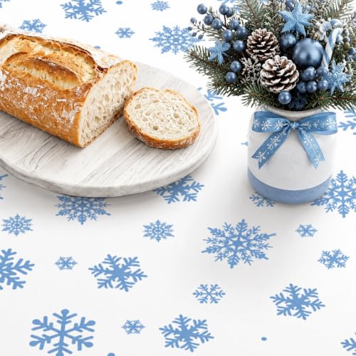 Blue Snowman Round Christmas Tablecloth 60x60 Inch Waterproof Holiday Decor