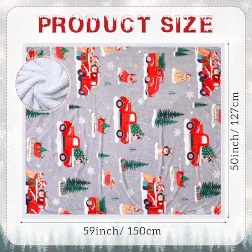 FuWeave Christmas Sherpa Throw Blanket 50 x 60 Inch with Red Truck Pattern