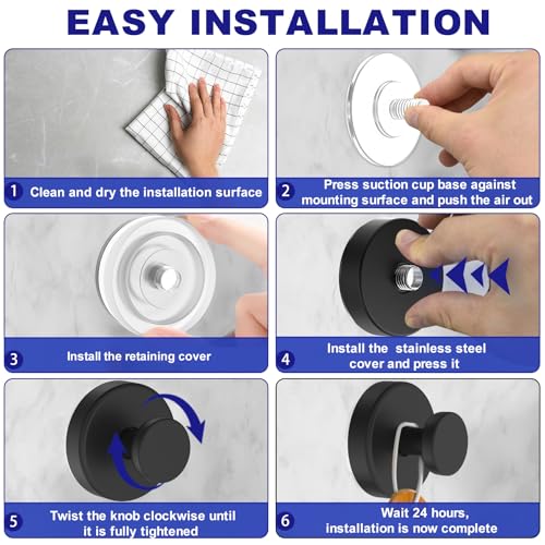 Heavy-Duty Suction Cup Hooks for Shower - No Drill Removable Towel Hooks