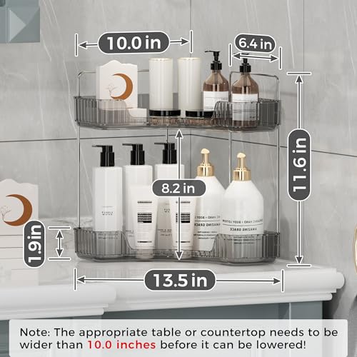 2-Tier Corner Bathroom Counter Organizer, Makeup and Skincare Vanity Shelf