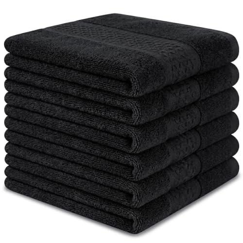 INFICRIME Black 6 Pack 100% Cotton Washcloths 13x13 Inch for Face & Body