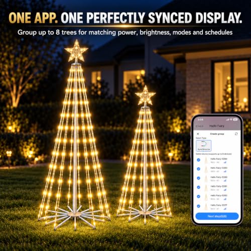2-Pack Cone Christmas Trees - 5ft & 6ft Outdoor Holiday Decor with Warm White LEDs