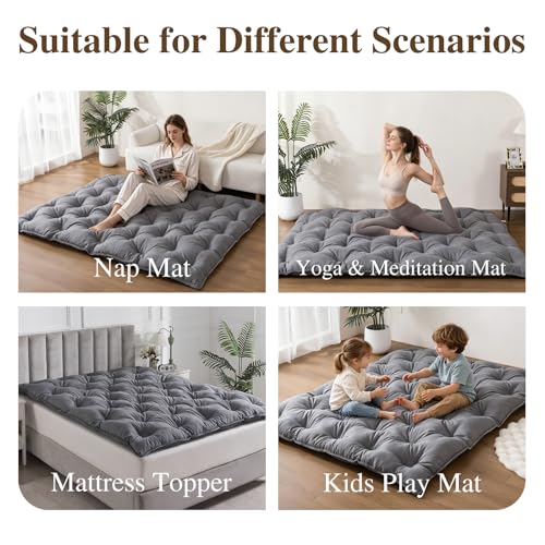 Twin Size Japanese Futon Mattress, 3-Inch Foldable Memory Foam Floor Mat