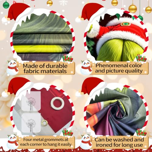 Hehegoo Red Green Christmas Door Cover Banner, 72.8x35.4 Inch Holiday Decor