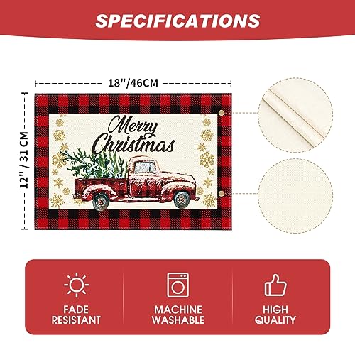 Artoid Mode Red & Black Buffalo Plaid Christmas Placemats Set of 2, 12x18