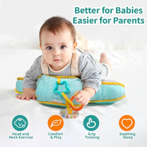 Ergonomic Tummy Time Pillow with Sensory Toys for Newborns and Infants