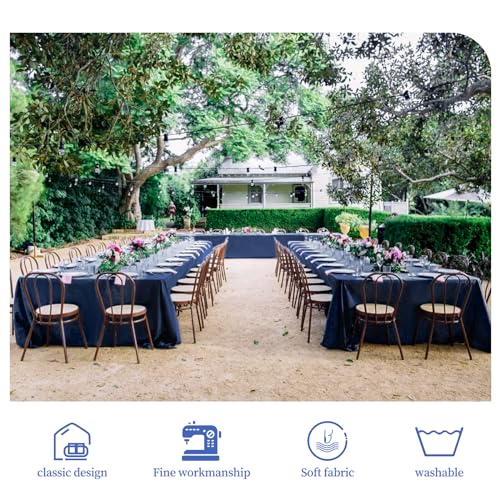 Navy Blue 10-Pack 60 x 126 in Polyester Tablecloths for 6 ft Tables, Wrinkle-Resistant