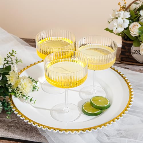 20-Piece 10 oz Plastic Champagne Coupe Glasses - Elegant Disposable Flutes