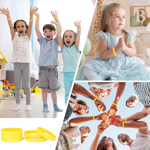 12-Pack Yellow Silicone Wristbands - Blank Rubber Bracelets for Events