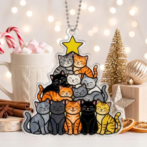 Cat Christmas Ornaments for Tree Decor - Festive Holiday Decorations 3.94in