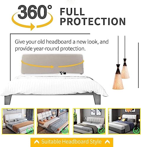 Stretchy Velvet Headboard Cover for Queen Bed - Dustproof & Durable