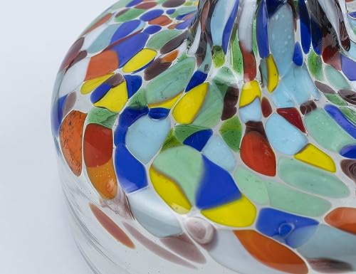 Hand Blown Mexican Margarita Glasses Set of 2 - Colorful Confetti Design, 16 oz