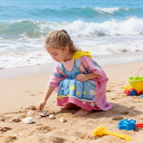 Kids Hooded Beach Towel Poncho for Toddler Girls - Soft Swim Cover-Up