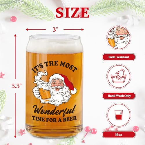 Arsemica Most Funny Christmas Beer Glass 16oz Holiday Mug for Men & Women, Stocking Stuffer