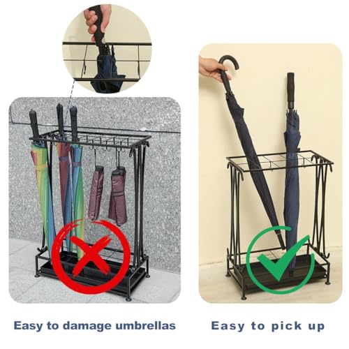 Metal Umbrella Stand for Entryway with Drip Tray and 18-Umbrella Capacity