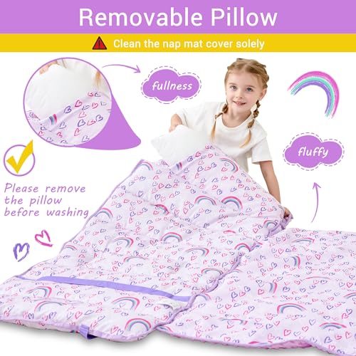 Lasoftan Extra Large Toddler Nap Mat with Pillow and Blanket for Daycare