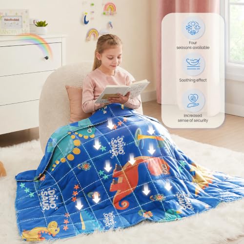 Dinosaur 5 lbs Weighted Blanket - 36"x48" Breathable Cooling Lap Throw