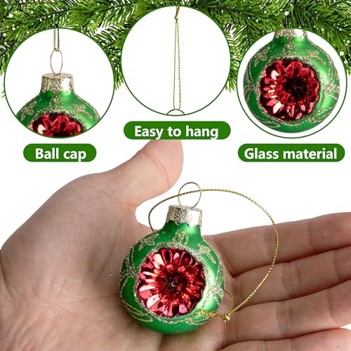 6 Pcs 1.6'' Christmas Reflector Glass Ball Ornaments, Hanging Decor
