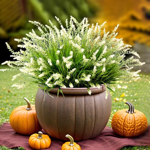 UV Resistant Artificial Outdoor Monkey Grass - 12 Bundles 17-Inch Faux Shrubs