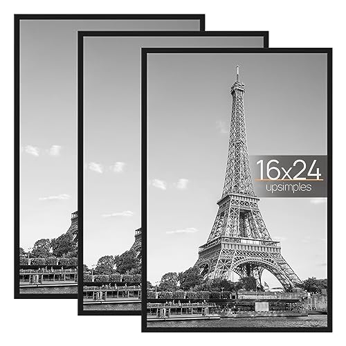 upsimples 16x24 Poster Frame - Black, 3 Pack, Easy Slide-In Assembly