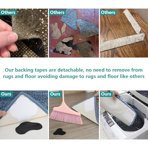 Non-Slip Rug Grippers, Washable Hook and Loop Carpet Corner Tape (16 Pack)