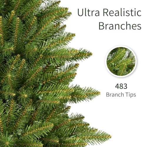 4.5ft Slim Fraser Fir Artificial Christmas Tree with 150 Clear Lights - Pre-Lit Holiday Tree