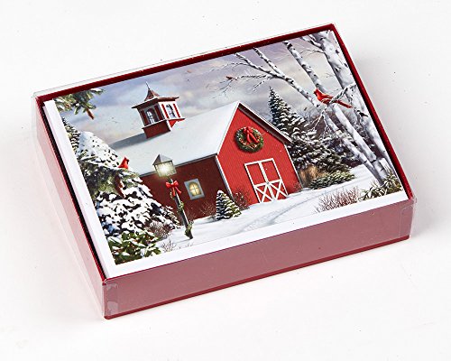 Vermont Christmas Company Boxed Christmas Cards with Gold Foil Envelopes - 15 Count