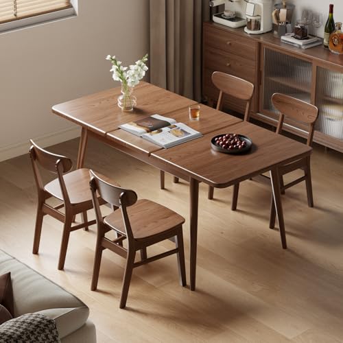 Solid Wood Extendable Dining Table, 47.2 to 63 Inch Expandable Kitchen Table