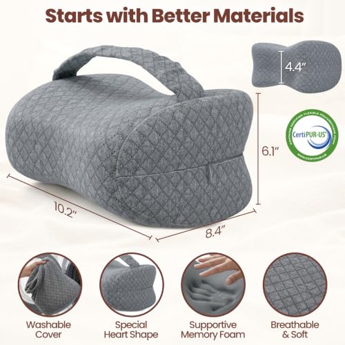 Ergonomic Memory Foam Knee Pillow for Side Sleepers - Gray