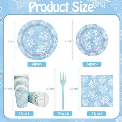 Winter Snowflake Party Supplies 120PCS Disposable Tableware for Christmas