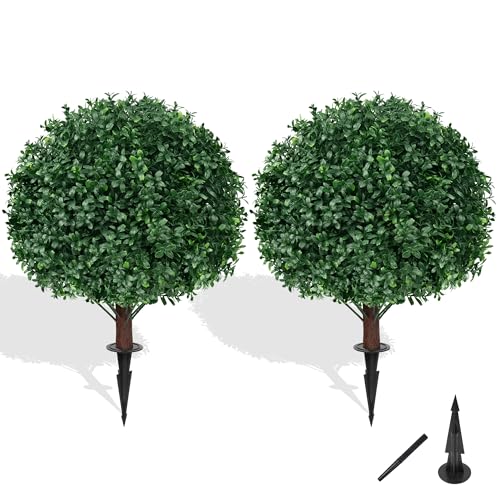 Artificial Boxwood Topiary Ball Set - 23-Inch UV Resistant Faux Shrub