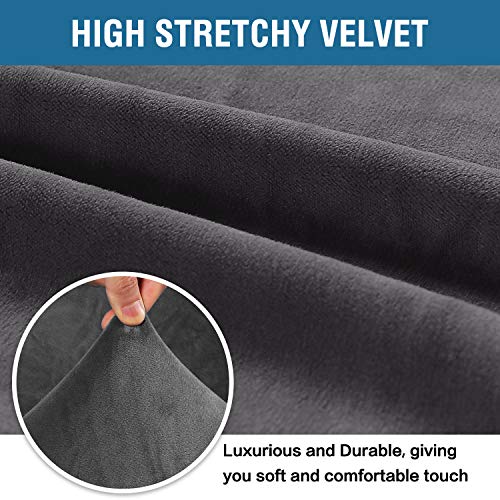 Stretch Velvet Armchair Cover - Soft & Durable Slipcover for Chairs (Gray, 31"-49")