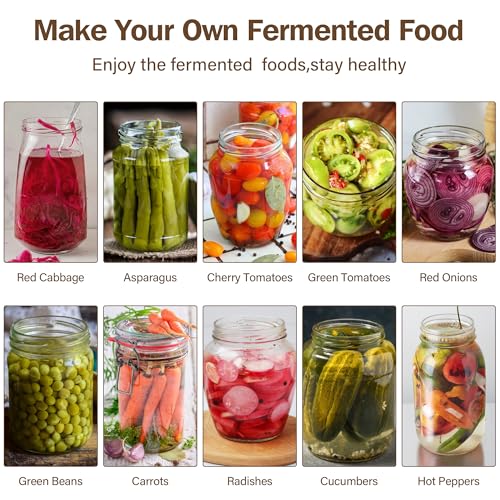 Glass Fermentation Weights 4-Pack with Easy Grip Handle for Wide Mouth Mason Jars