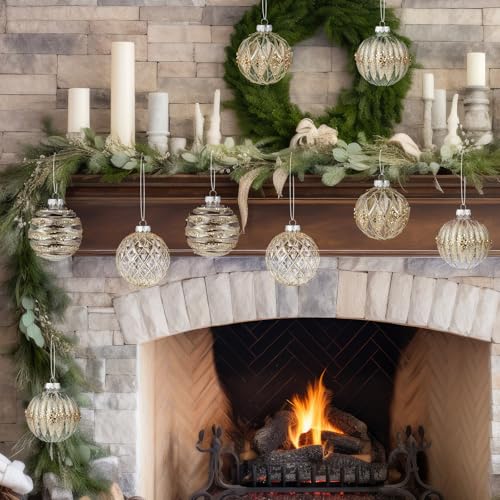 Soulchen Champagne Gold 4 Inch Christmas Ornaments Set - Shatterproof Holiday Decor