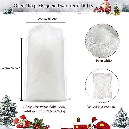 Fluffy Artificial Fake Snow Cotton for Christmas & Holiday Decor (5.6 oz)