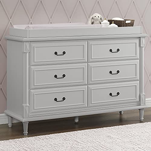 6-Drawer Nursery Dresser with Removable Changing Top, Moonstruck Grey