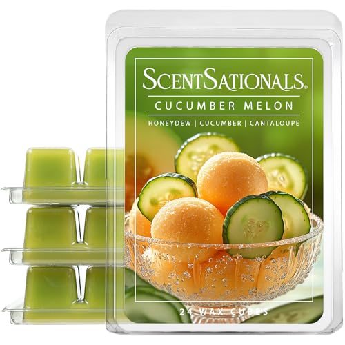 Cucumber Melon Wax Melts - 24 Long-Lasting Scented Wax Cubes, 10oz