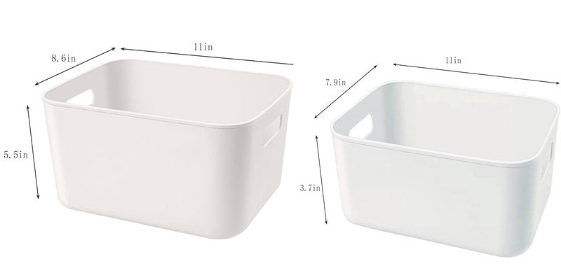Amyup Set Of 6 Plastic Storage Bins,Versatile Kitchen Pantry Organization and Storage,for Plastic Storage Container Under Bed,Under Sink Bathroom Organizer (White, 4 L+2 M)