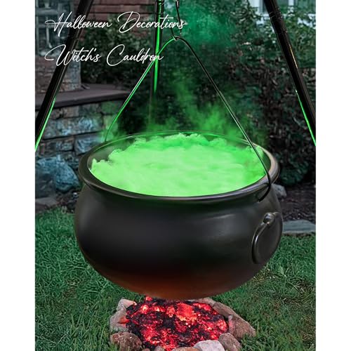 Large Halloween Witches Cauldron with Green Lights on 54" Tripod