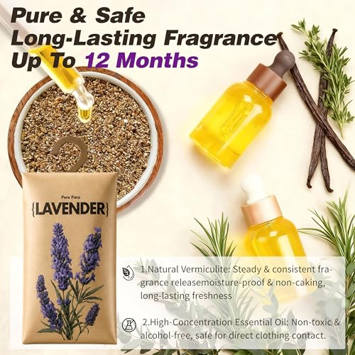 12-Pack Lavender Scented Sachets for Closet and Drawer Air Freshener
