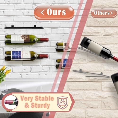 8-Bottle Wall Mounted Wine Rack - Metal Wine Bottle Storage Organizer