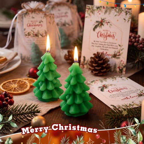 Conelist Xmas Tree Candles 24 Sets Christmas Party Favors with Gift Cards & Organza Bags