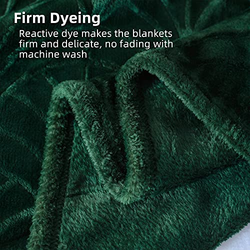Cozy Emerald Green Flannel Fleece Blanket Queen Size 90"x90"