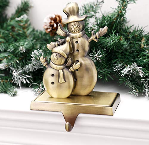 WAYTOSUC 4Pcs Bronze Velvet Double Stocking Holders for Mantle - Anti-Slip Xmas Hooks, 6.1" x 2.6" x 4.8"