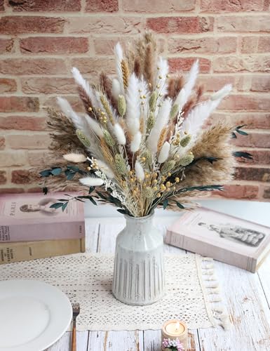 126pcs Dried Pampas Grass Bouquet - Fluffy Boho Floral Decor for Home
