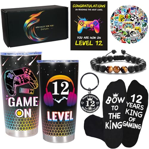 Carselage 12th Birthday Gift Set for Boys - 12 Year Old Boy Gifts, Decorations for Son, 12 Gifts Variation